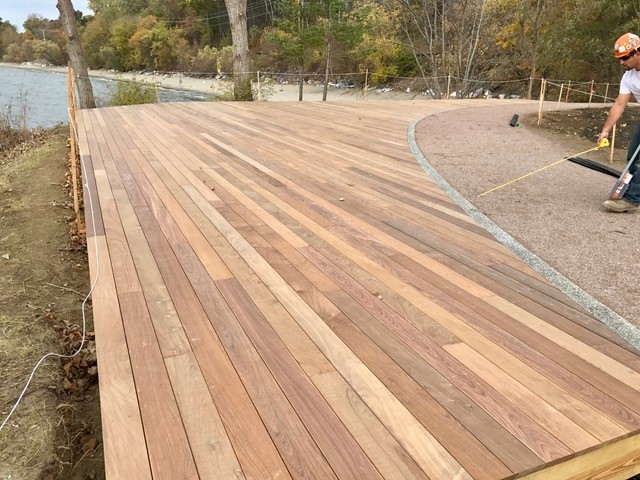 New wood decked overlook at Pause Place 3 will include a locally fabricated railing